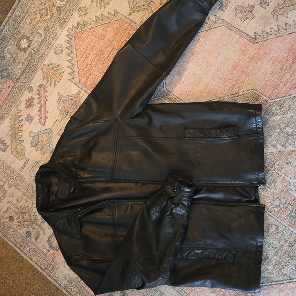 Men's Black Leather Jacket Size large